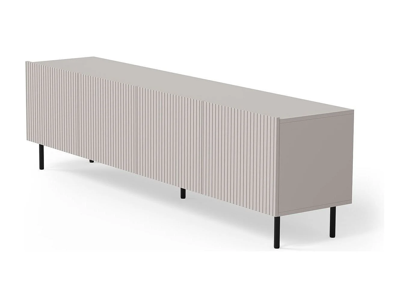 Meuble TV bas Paxos/Portes tournantes/MDF et plateau de meuble/Gris