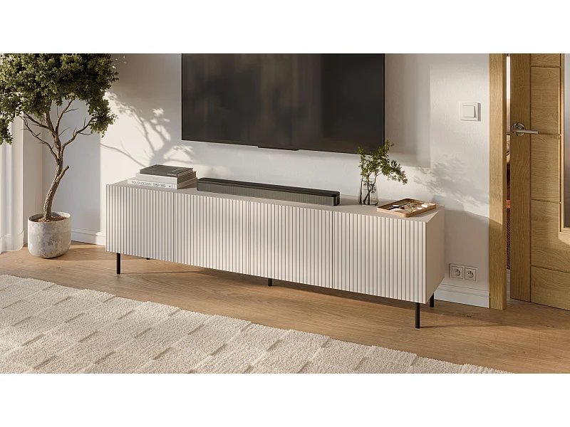 TV Lowboard Paxos/Drehtüren/MDF&Möbelplatte/Grau