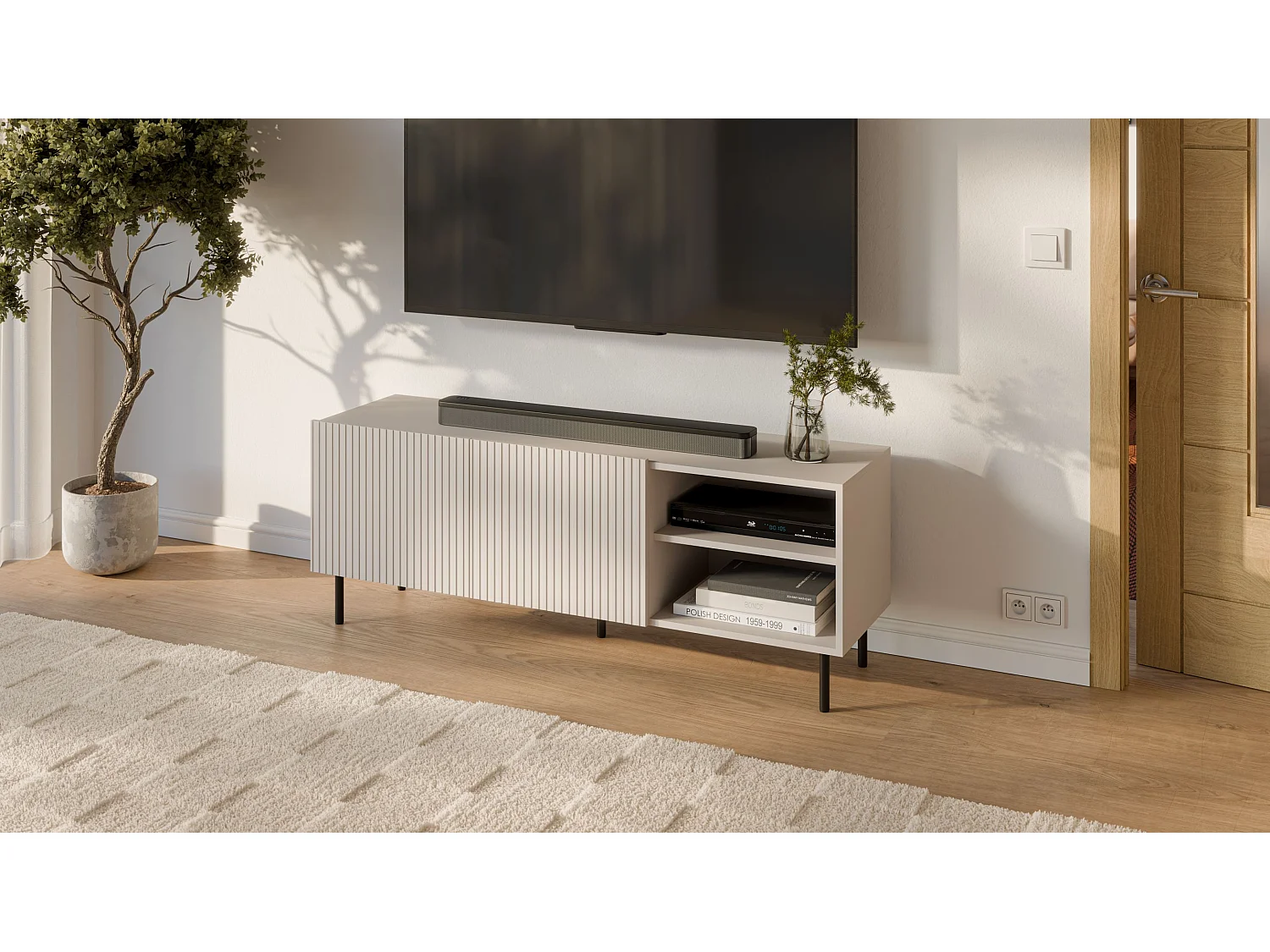 Mobile TV Paxos/Porte girevoli/MDF e piano per mobili/Grigio
