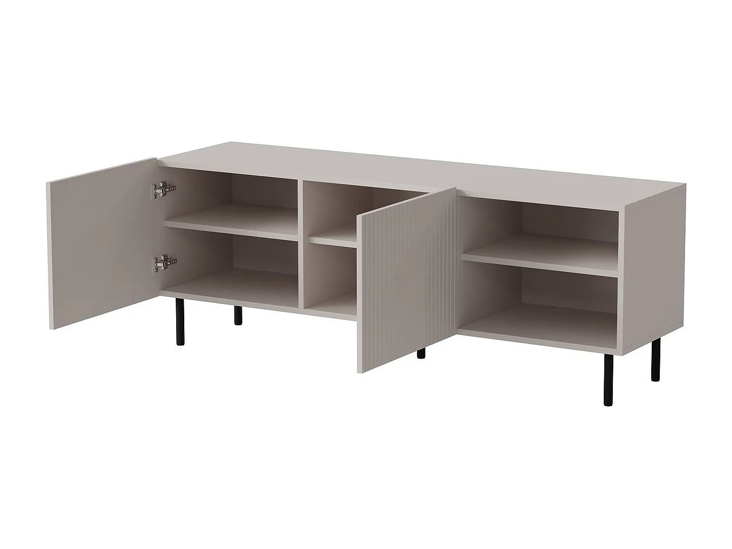 Meuble TV bas Paxos/Portes tournantes/MDF et plateau de meuble/Gris