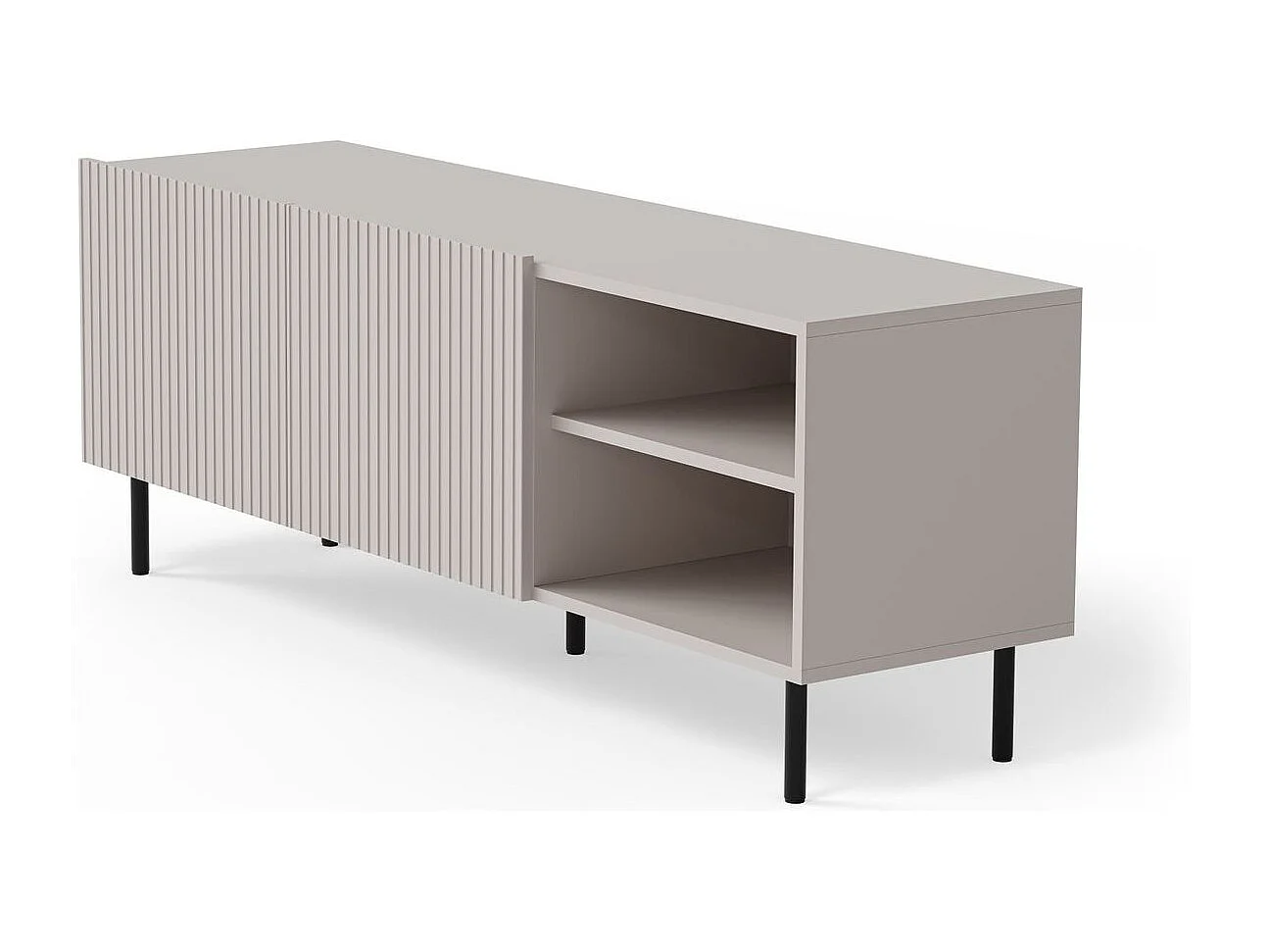 Meuble TV bas Paxos/Portes tournantes/MDF et plateau de meuble/Gris