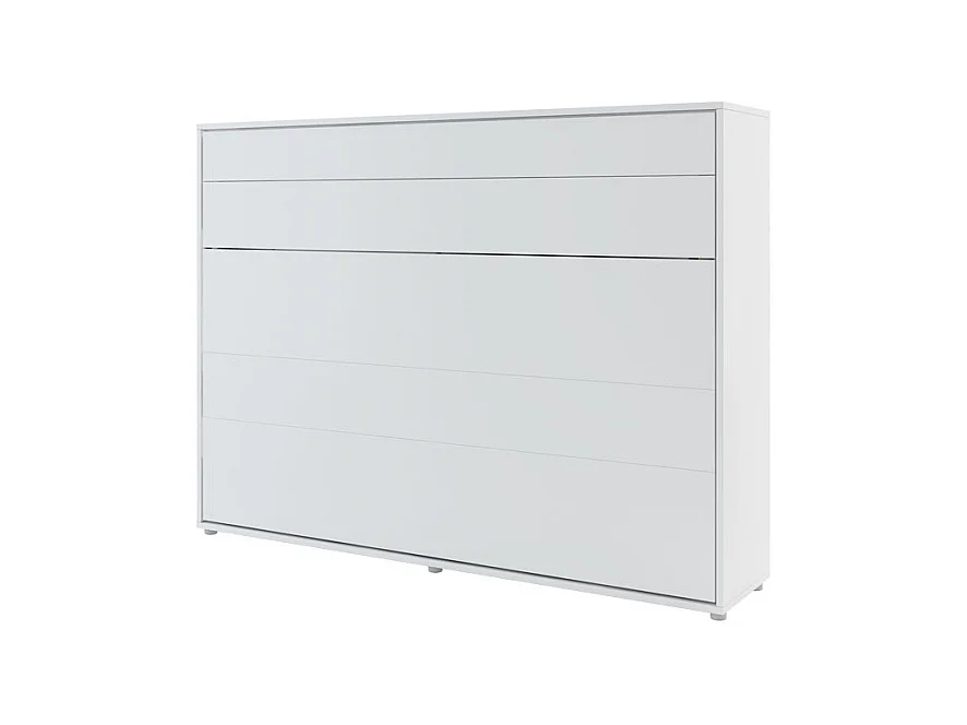 Lit escamotable CONCEPT PRO CP-04 Horizontal 140x200 BLANC MAT, lit rabattable mural, armoire avec lit intégré, sommier à lattes inclus.