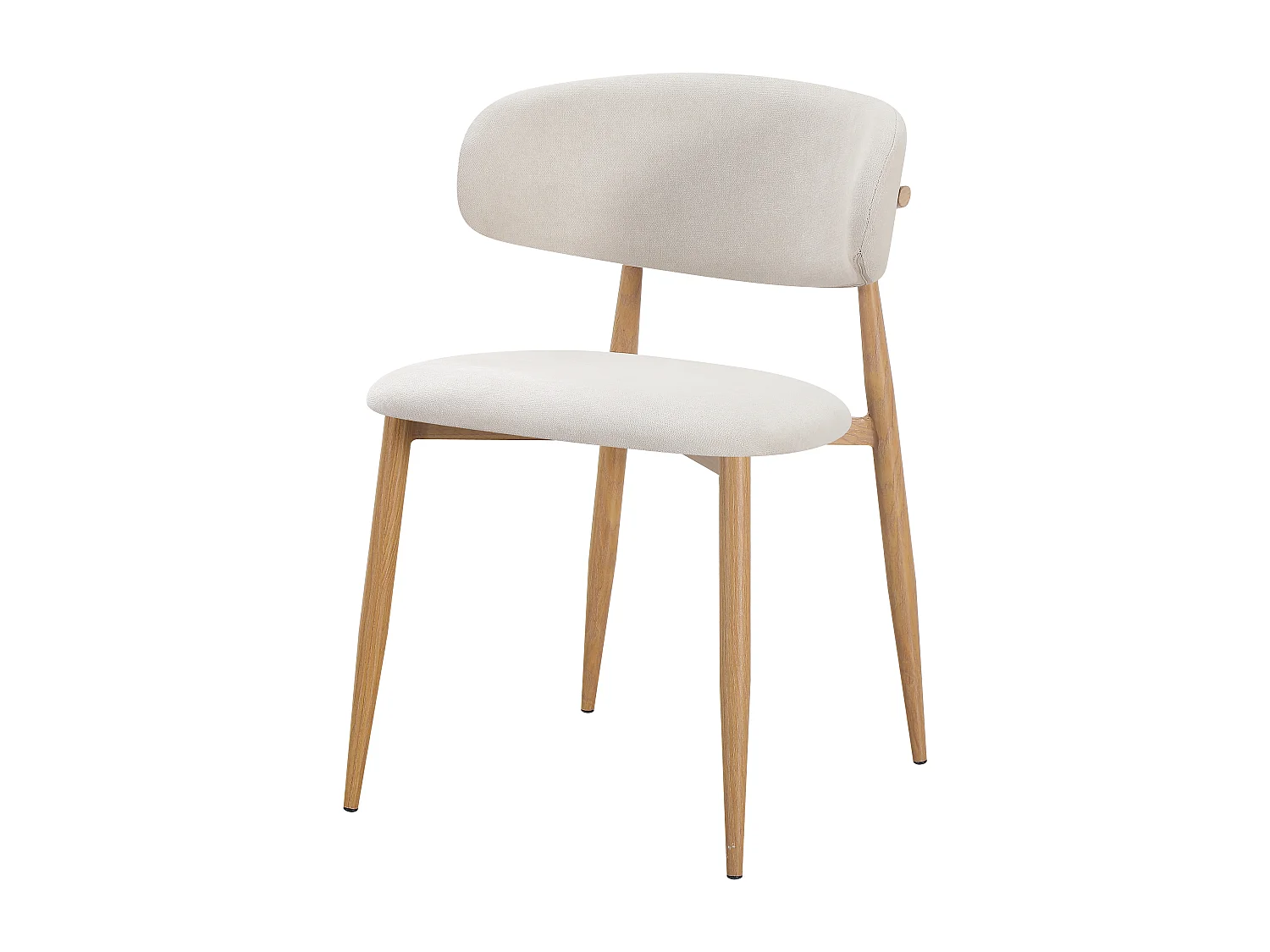 Lot de 6 chaises en tissu et effet bois chêne - Beige et naturel - LEA