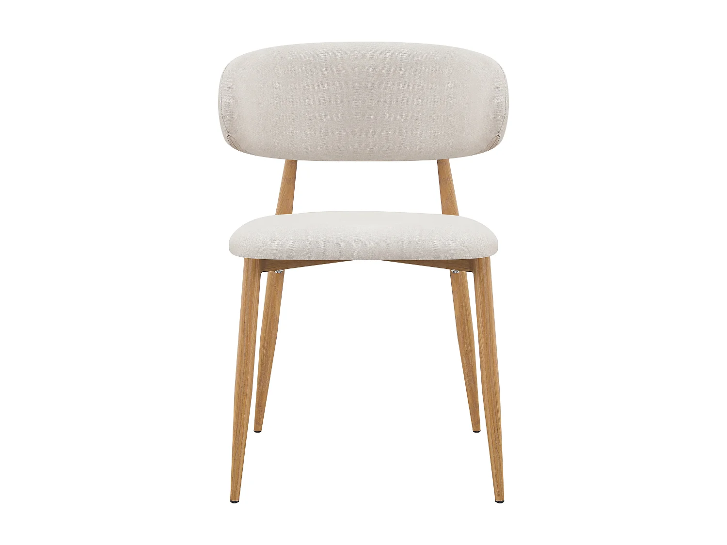Lot de 6 chaises en tissu et effet bois chêne - Beige et naturel - LEA