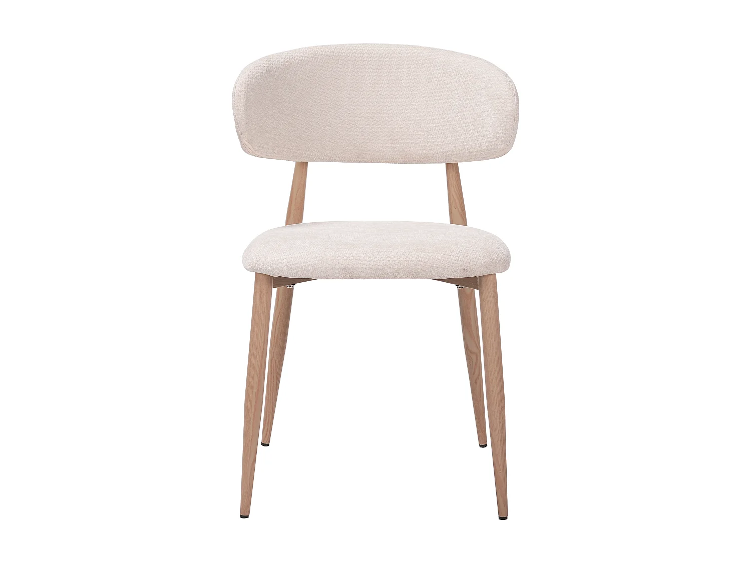 Lot de 6 chaises salle à manger - Tissu beige - Pieds effet bois chêne naturel clair - LEA