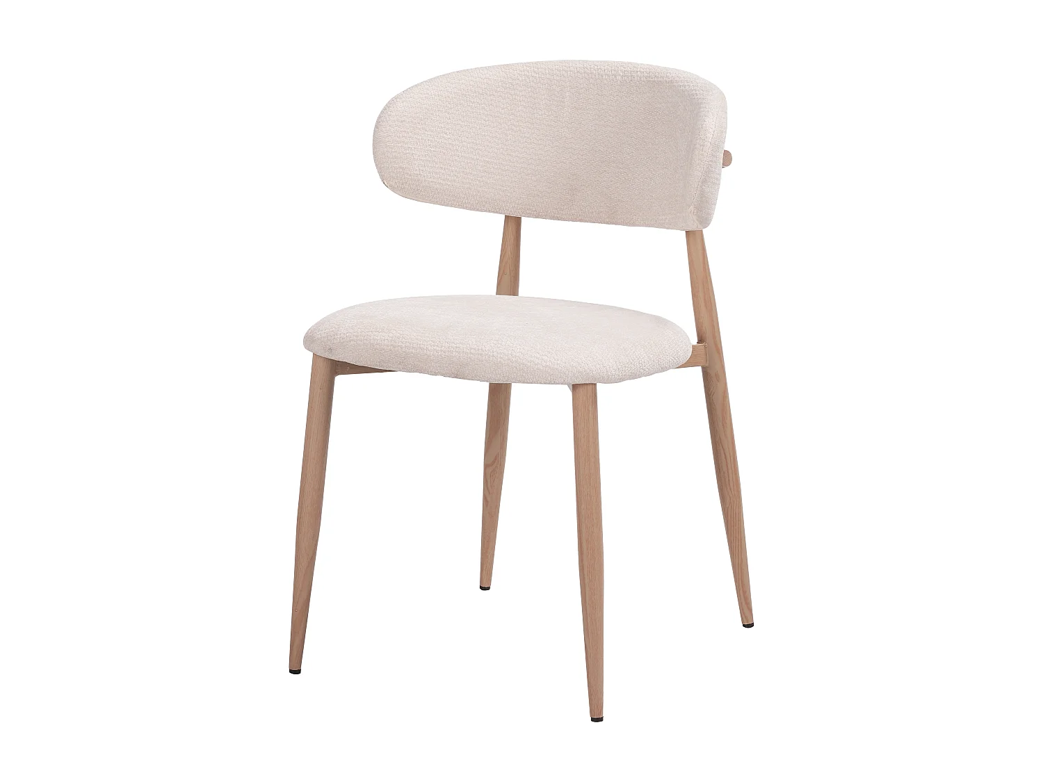 Lot de 6 chaises salle à manger - Tissu beige - Pieds effet bois chêne naturel clair - LEA