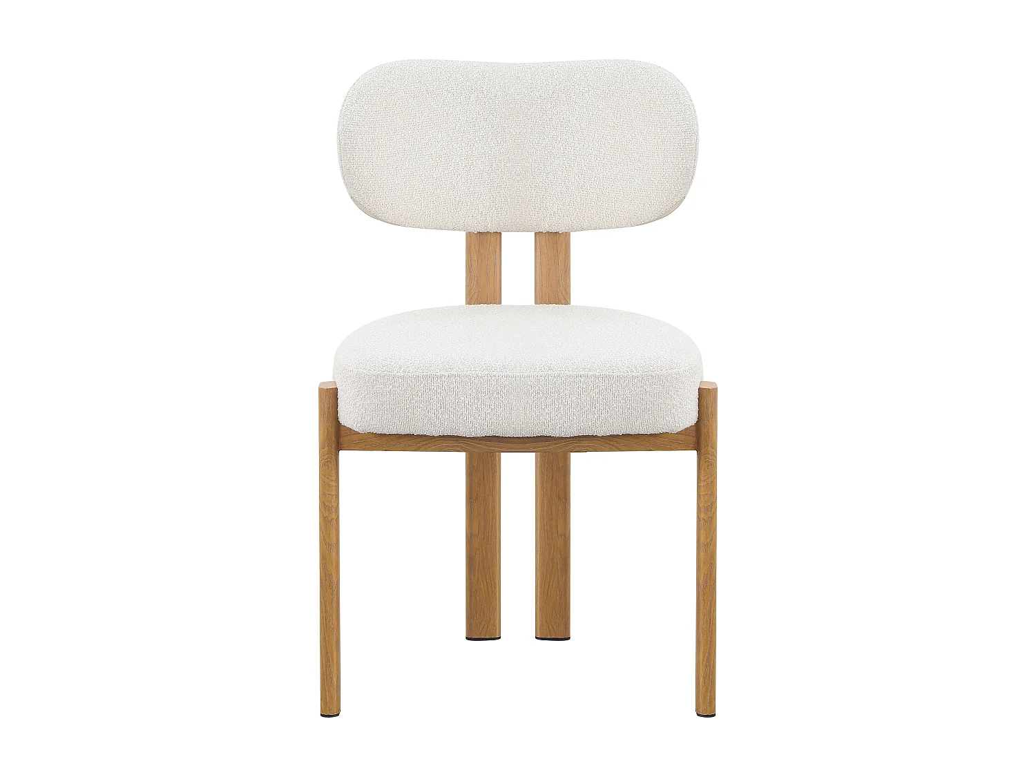 Lot de 6 chaises en tissu bouclette et effet bois chêne - Beige et naturel - NOA