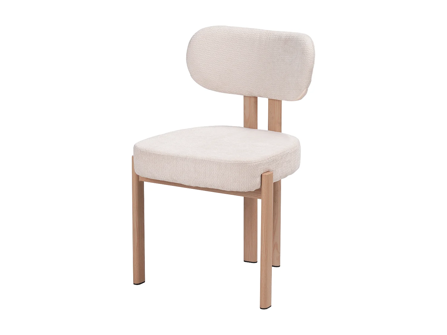 Lot de 6 chaises en tissu et effet bois chêne - Beige et naturel - NOA
