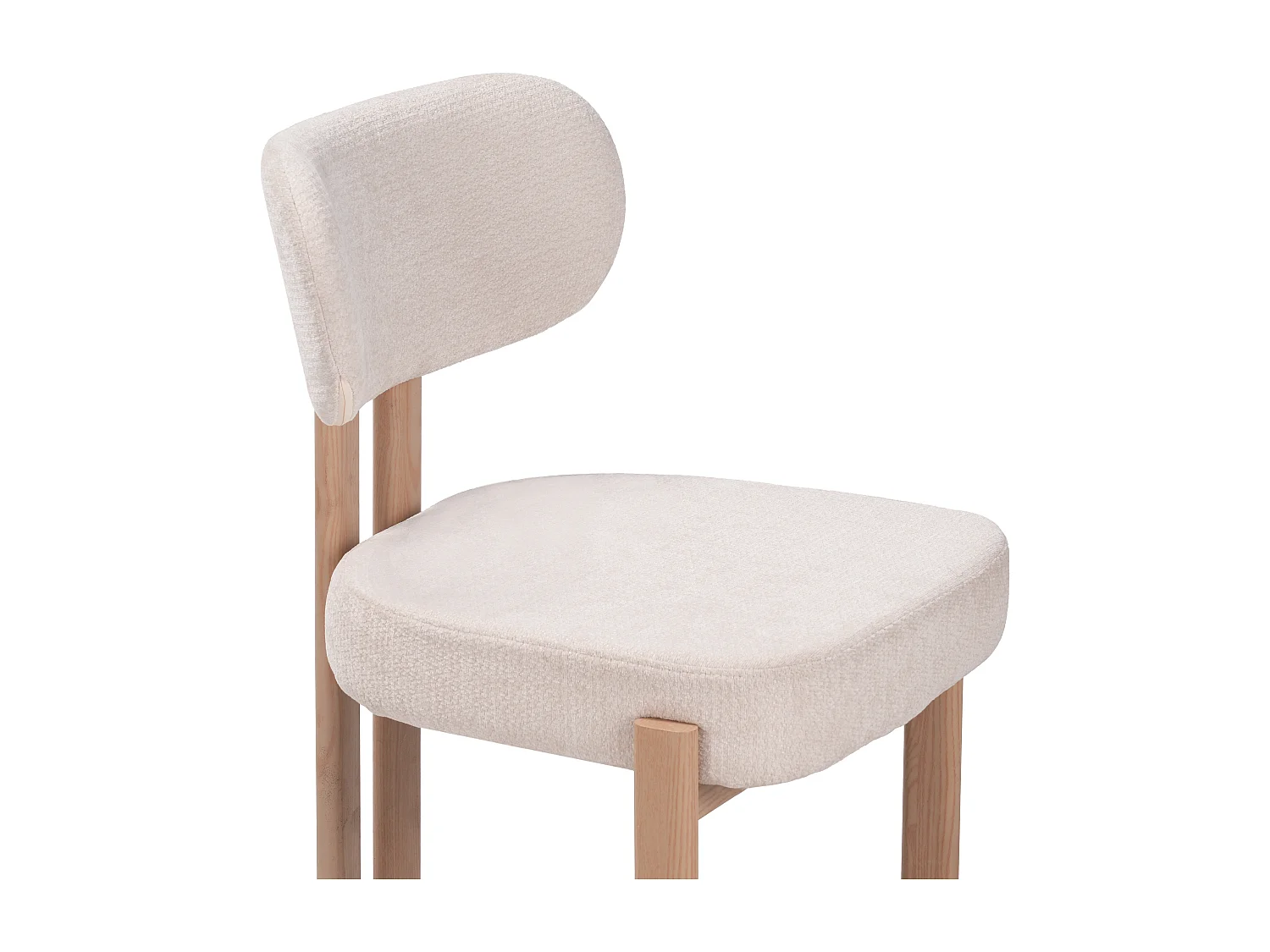 Lot de 6 chaises en tissu et effet bois chêne - Beige et naturel - NOA