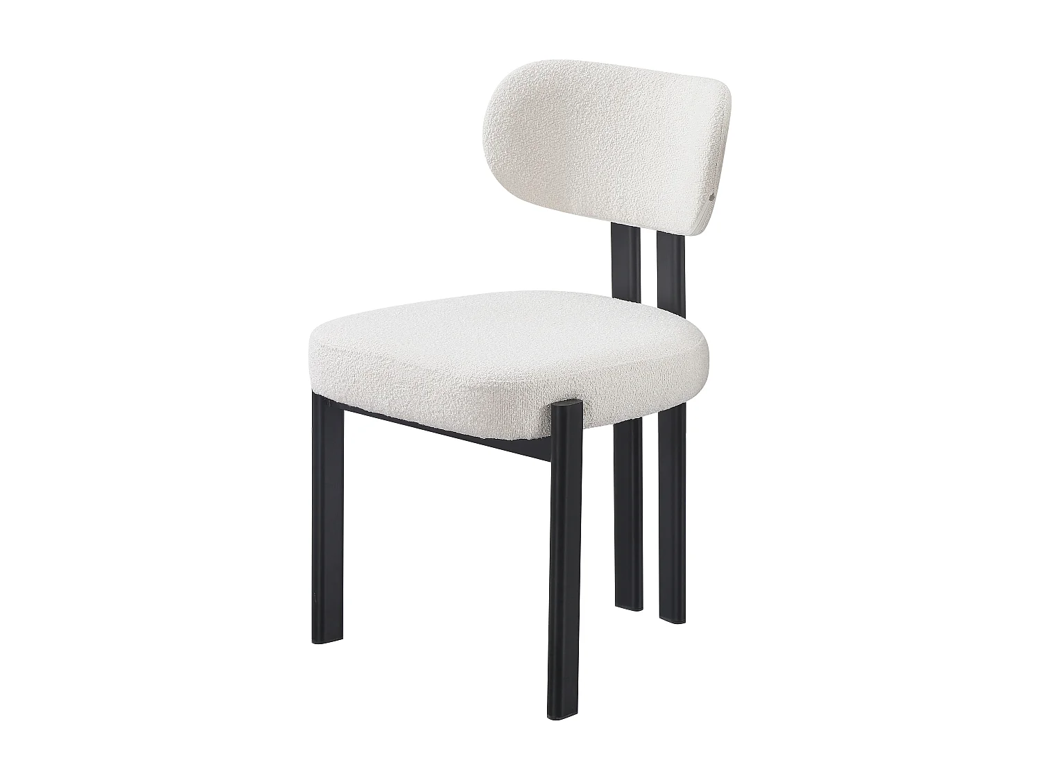 Lot de 6 chaises en tissu bouclette et métal noir - Beige et noir - NOA