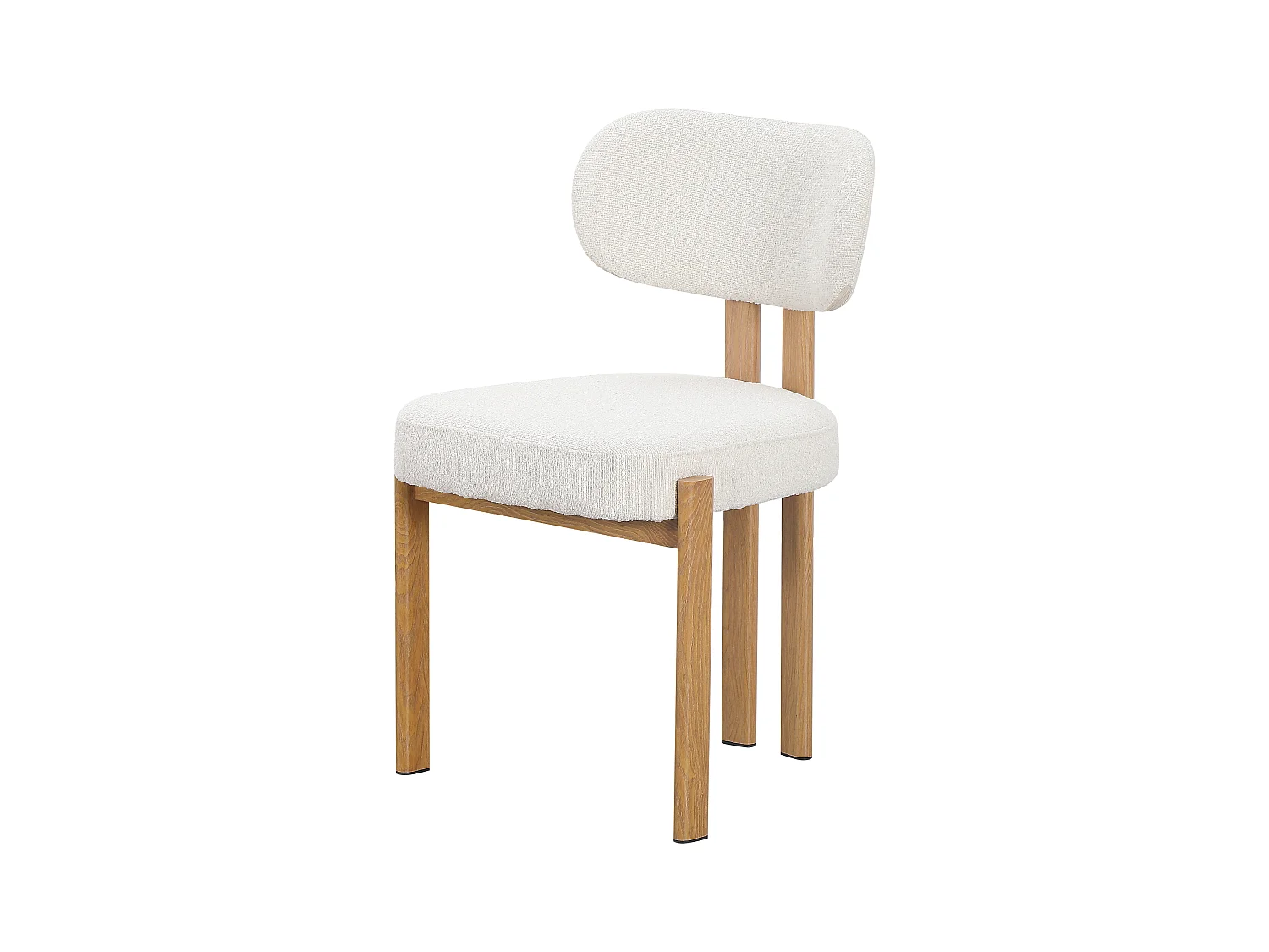 Lot de 2 chaises en tissu bouclette et effet bois chêne - Beige et naturel - NOA