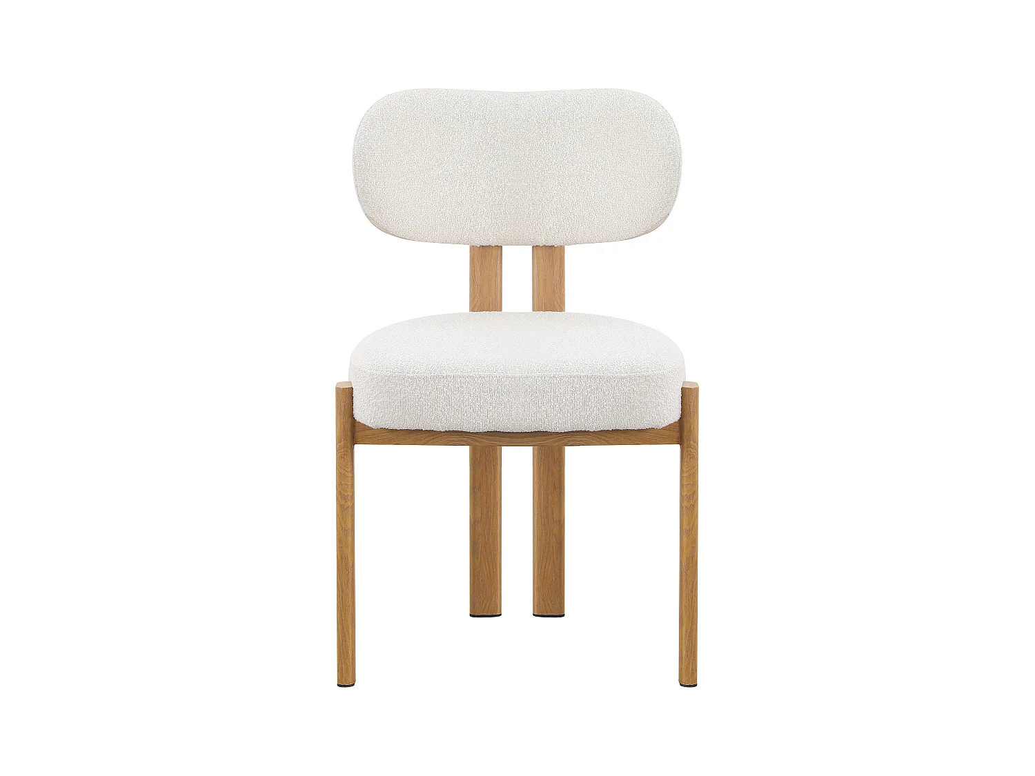 Lot de 2 chaises en tissu bouclette et effet bois chêne - Beige et naturel - NOA