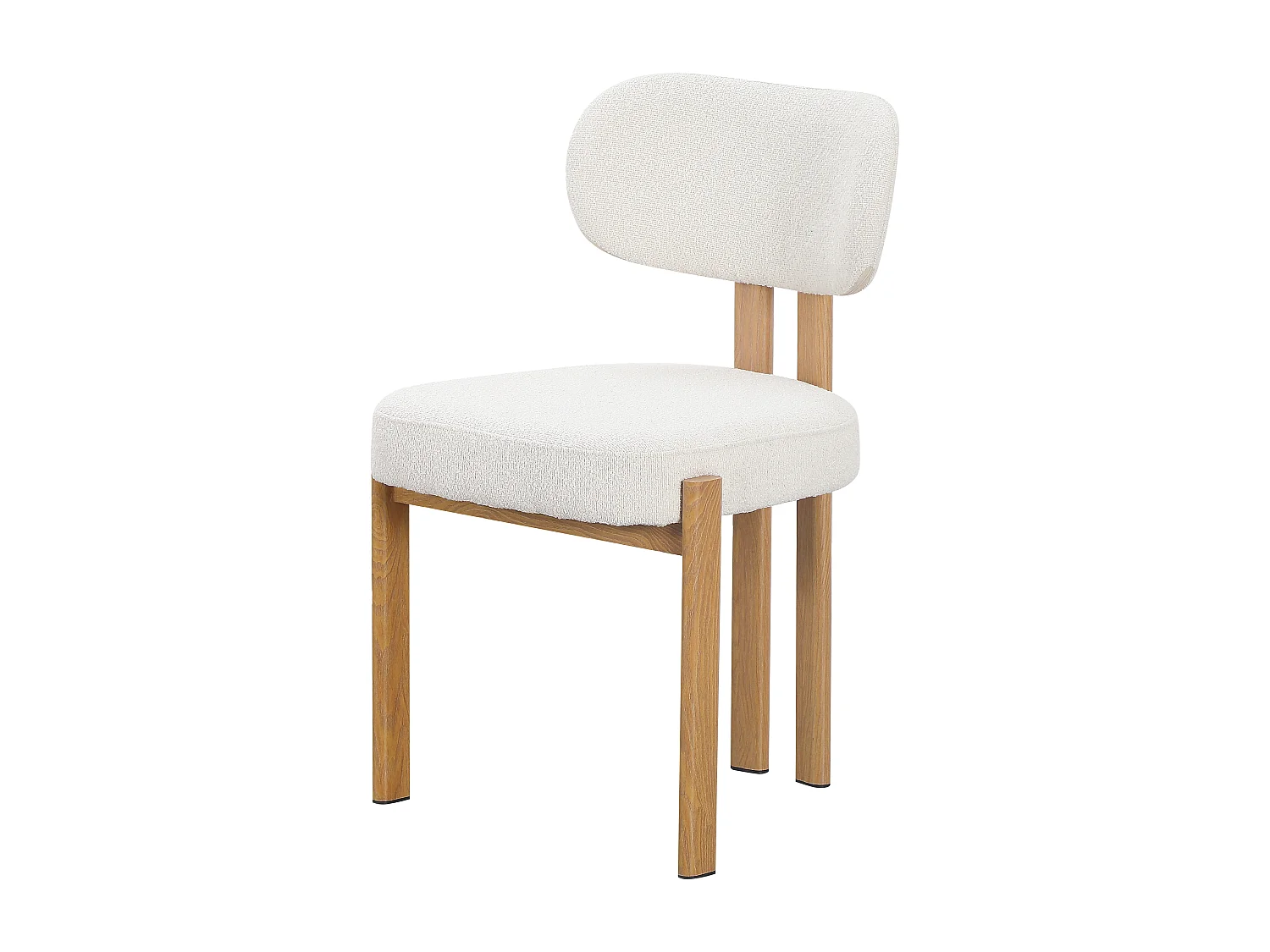 Lot de 2 chaises en tissu bouclette et effet bois chêne - Beige et naturel - NOA