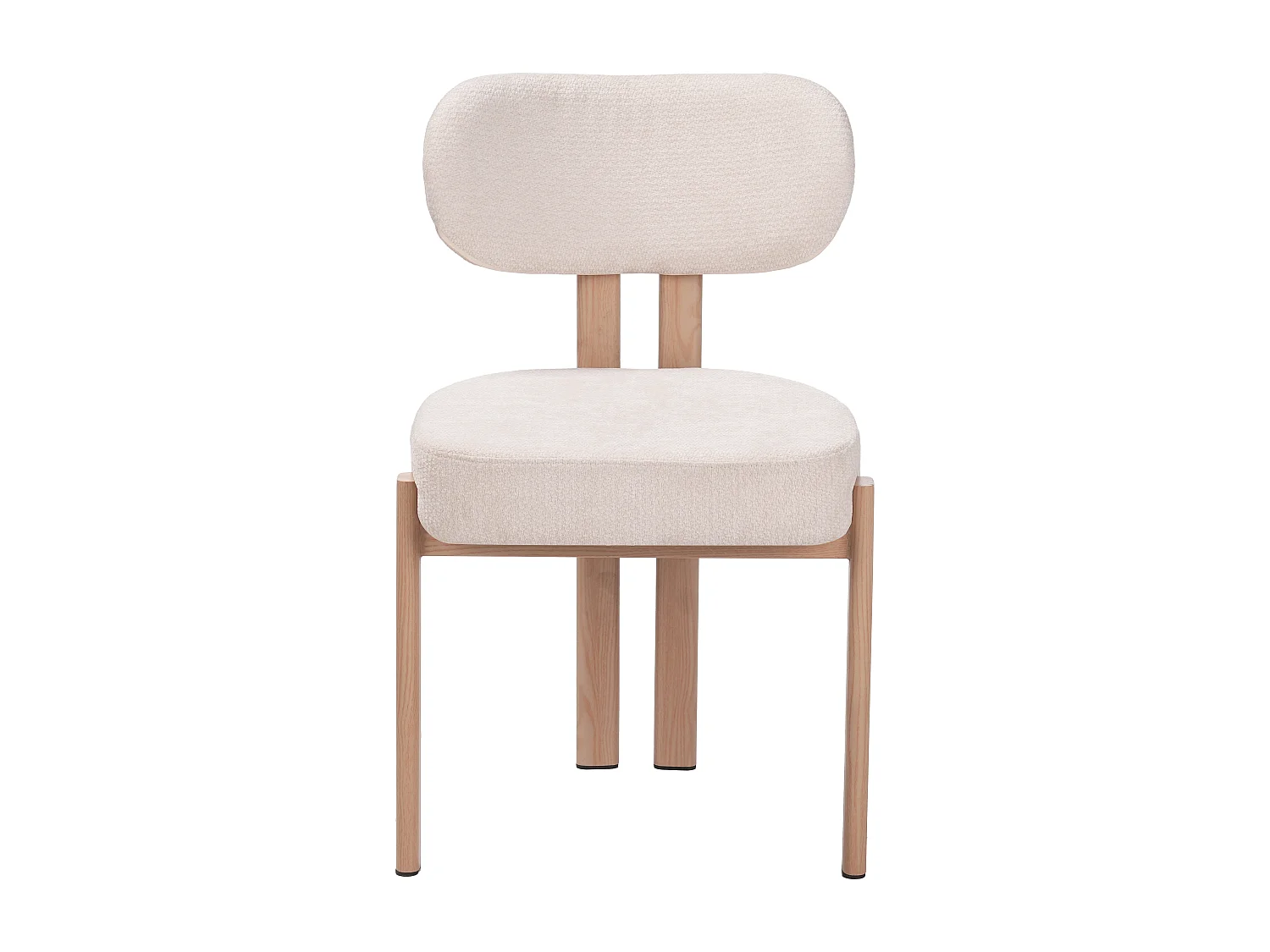 Lot de 2 chaises salle à manger - Tissu beige - Pieds effet bois chêne naturel clair - NOA