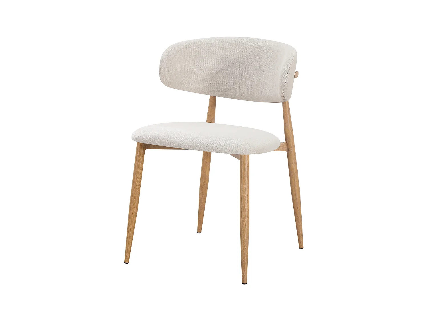 Lot de 2 chaises en tissu et effet bois chêne - Beige et naturel - LEA
