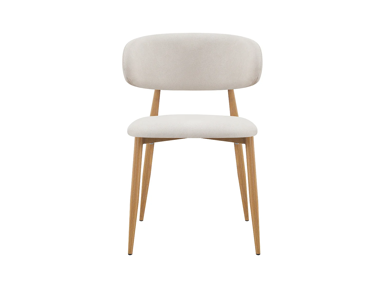 Lot de 2 chaises en tissu et effet bois chêne - Beige et naturel - LEA