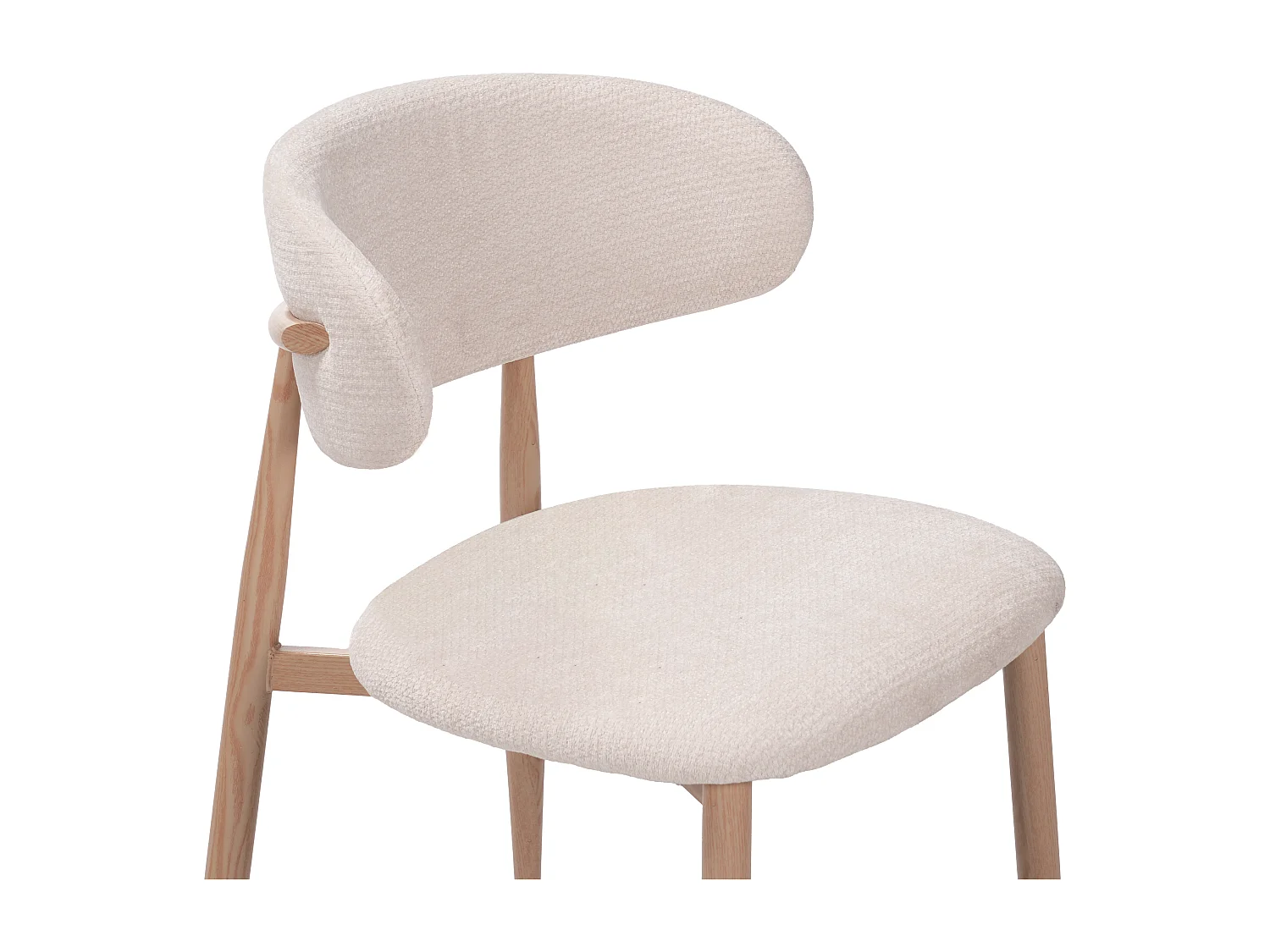 Lot de 2 chaises salle à manger - Tissu beige - Pieds effet bois chêne naturel clair - LEA