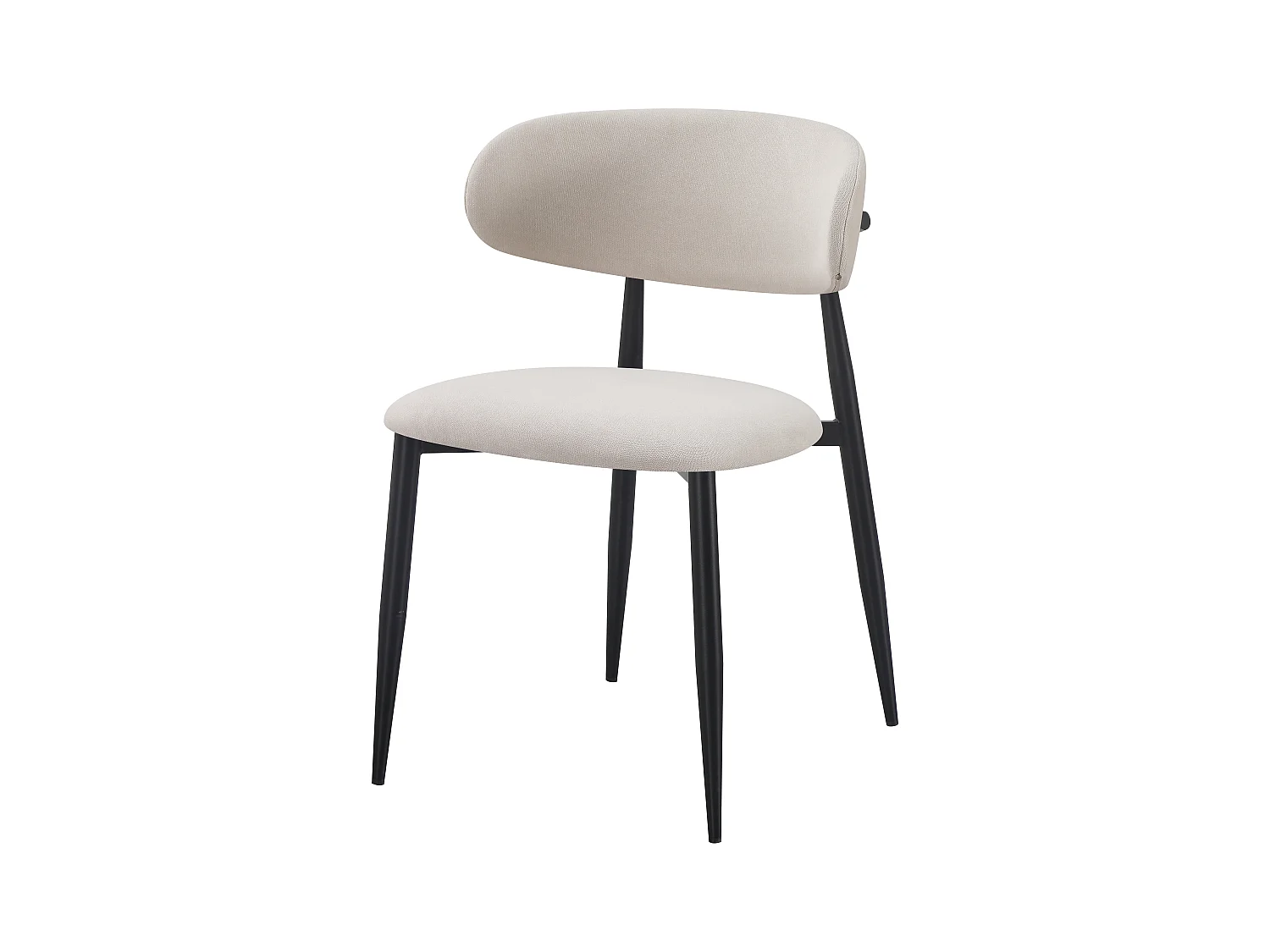 Lot de 2 chaises en tissu et métal noir - Beige et noir - LEA