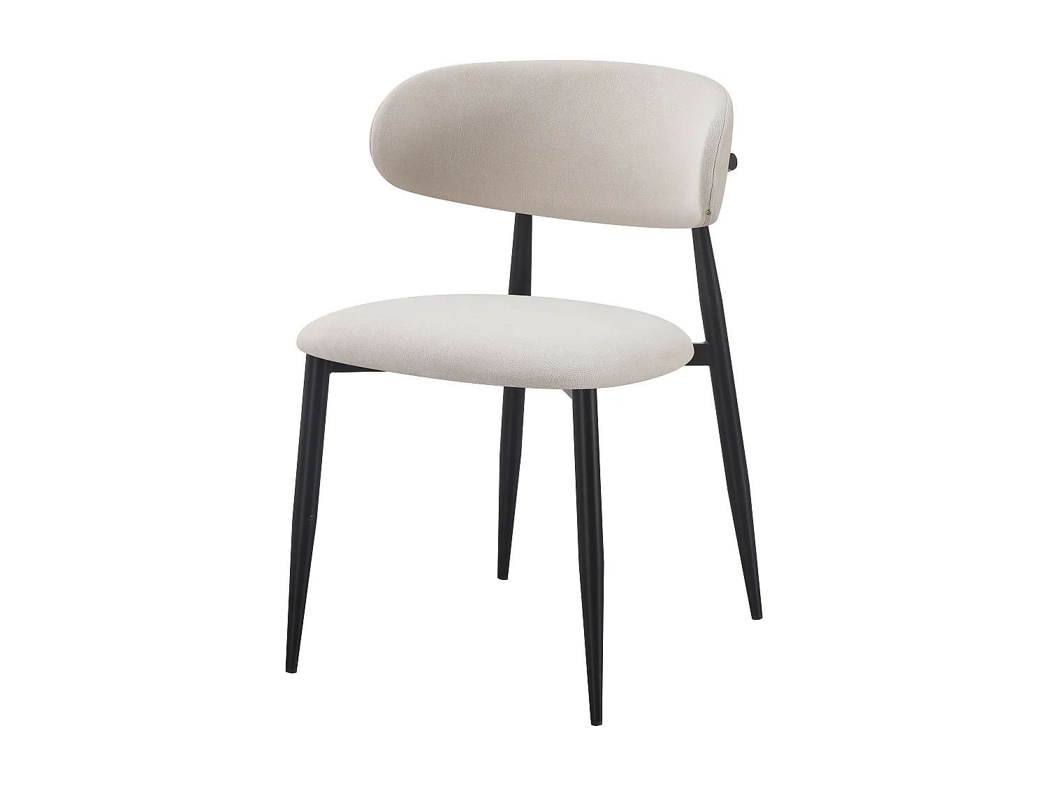 Lot de 2 chaises en tissu et métal noir - Beige et noir - LEA