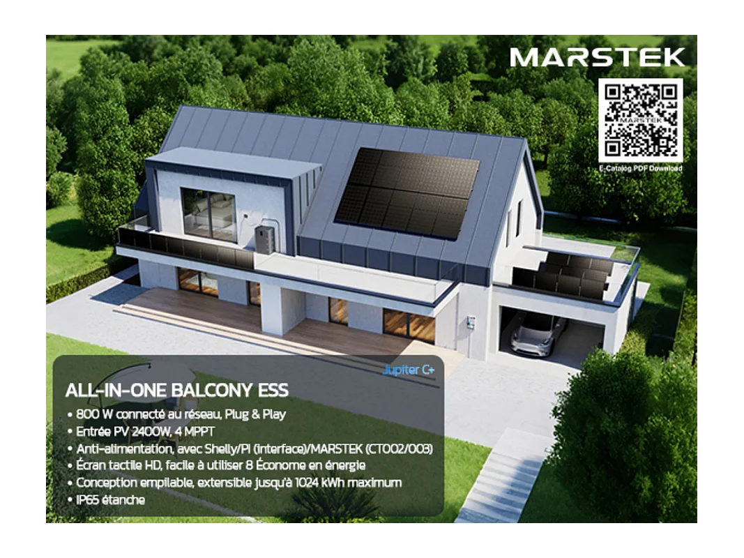 Solaranlage MARSTEK + 3 Batteriespeicher, plug & play, mit APP, 4 MPPT, Solareingang 2400W, über 6000 Ladezyklen