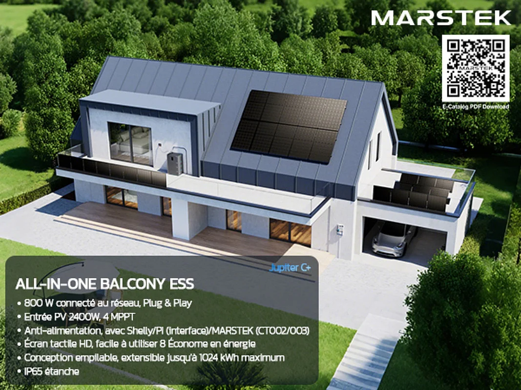 Centrale Solaire MARSTEK + 3 batterie de stockage, plug & play, avec APP, 4 MPPT, entrée solaire 2400W, plus de 6 000 cycles de charge