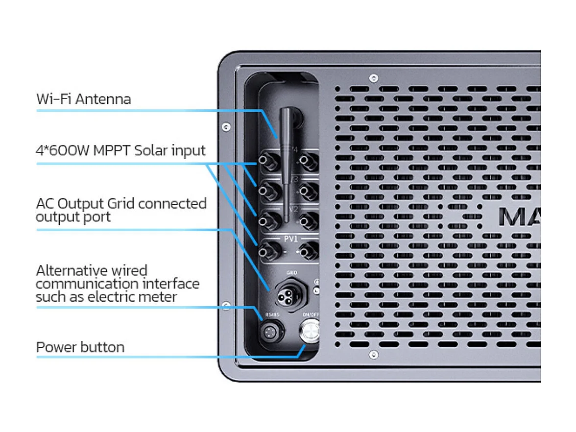 Centrale Solaire MARSTEK + 3 batterie de stockage, plug & play, avec APP, 4 MPPT, entrée solaire 2400W, plus de 6 000 cycles de charge