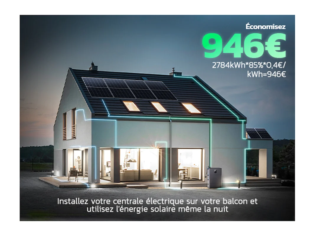 Solaranlage MARSTEK + 1 Batteriespeicher, plug & play, mit APP, 4 MPPT, Solareingang 2400W, über 6000 Ladezyklen