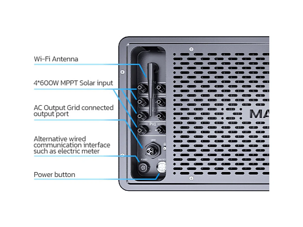 Solaranlage MARSTEK + 1 Batteriespeicher, plug & play, mit APP, 4 MPPT, Solareingang 2400W, über 6000 Ladezyklen