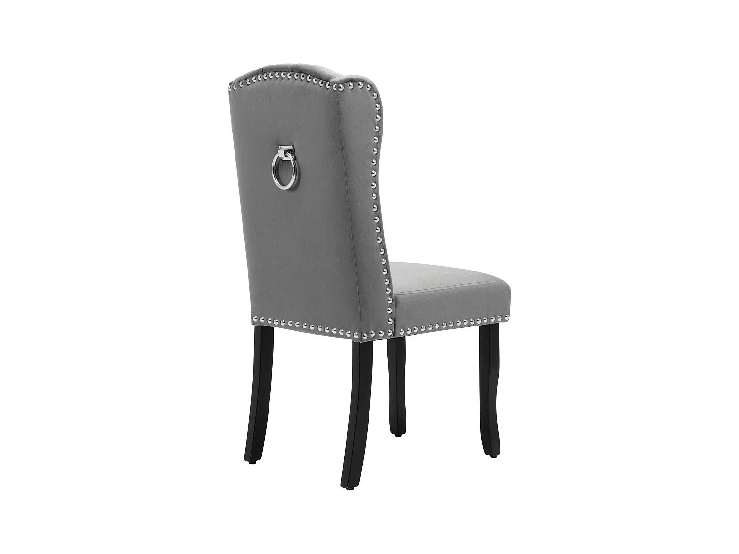 Set van 4 fluwelen eetkamerstoelen, eikenhouten poten, elegant design, grijs (L 103,68 x B 50,29 x H 46,36 cm)