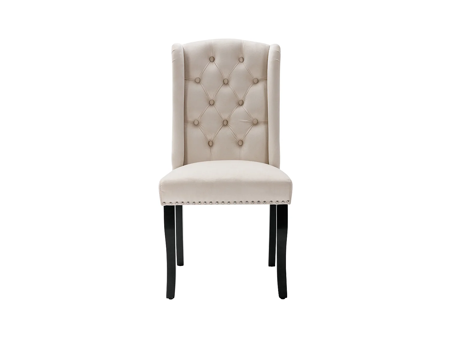 Chaise de salle à manger en velours, 4 pièces, pieds en chêne, design moderne, beige (L 103.68 x l 50.29 x H 46.36 cm)