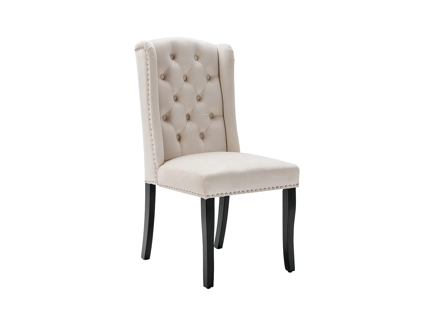 Chaise de salle à manger en velours, 4 pièces, pieds en chêne, design moderne, beige (L 103.68 x l 50.29 x H 46.36 cm)