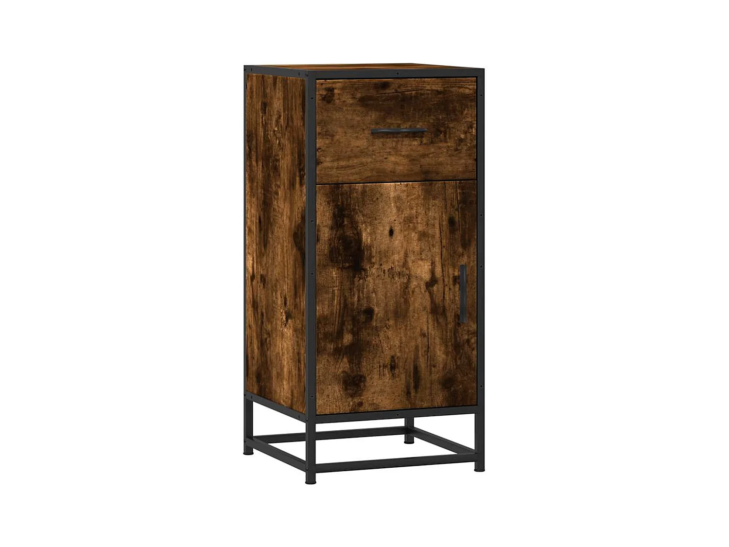 Buffet chêne fumé 35,5x35x76 cm bois d'ingénierie et métal