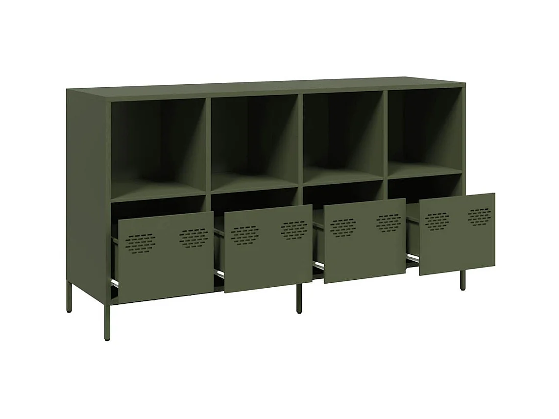 Buffet vert olive 135x39x73,5 cm acier laminé à froid