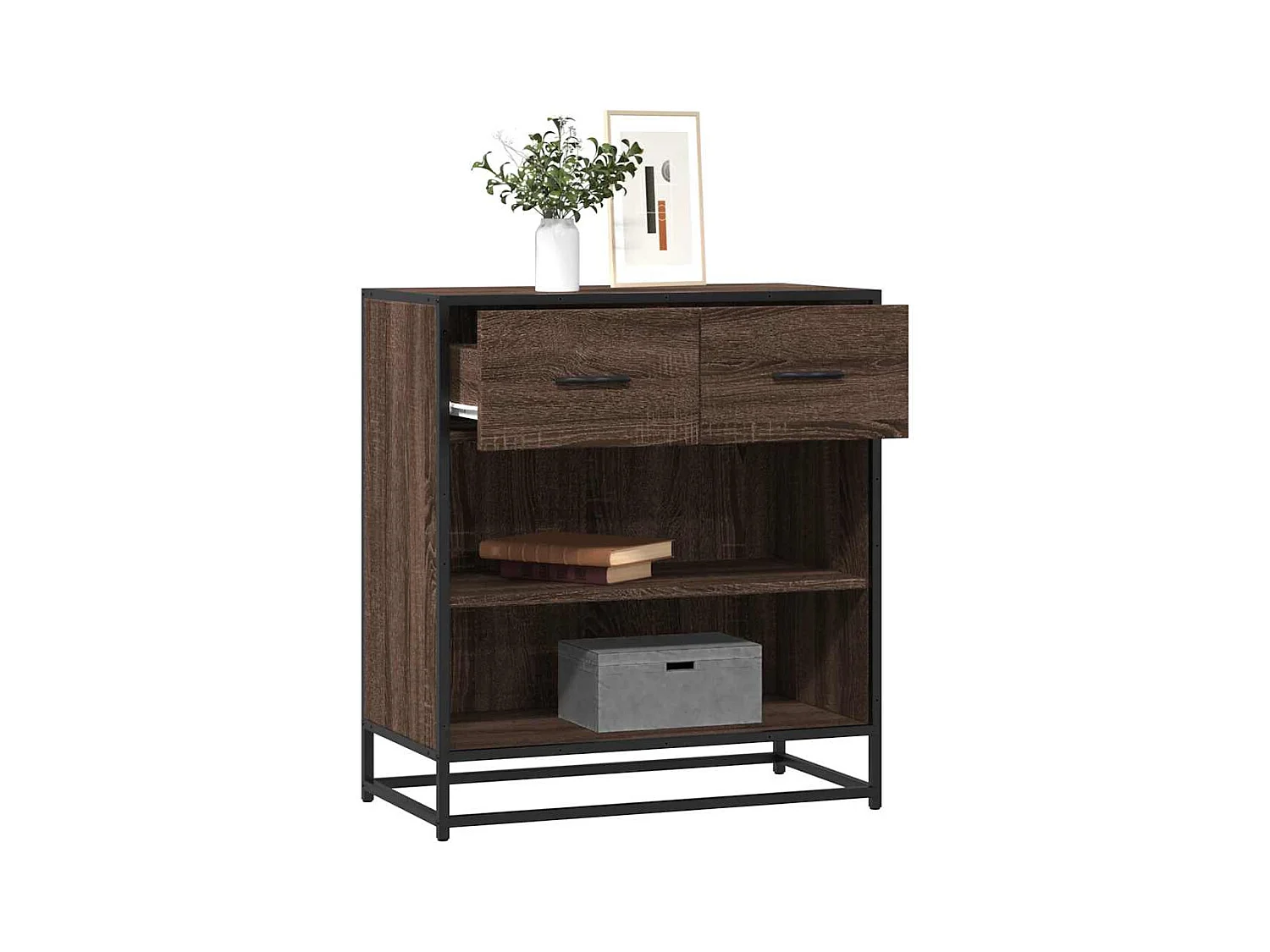 Buffet chêne marron 68x35x76 cm bois d'ingénierie
