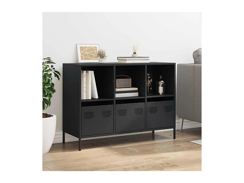 Buffet noir 101,5x39x73,5 cm acier laminé à froid