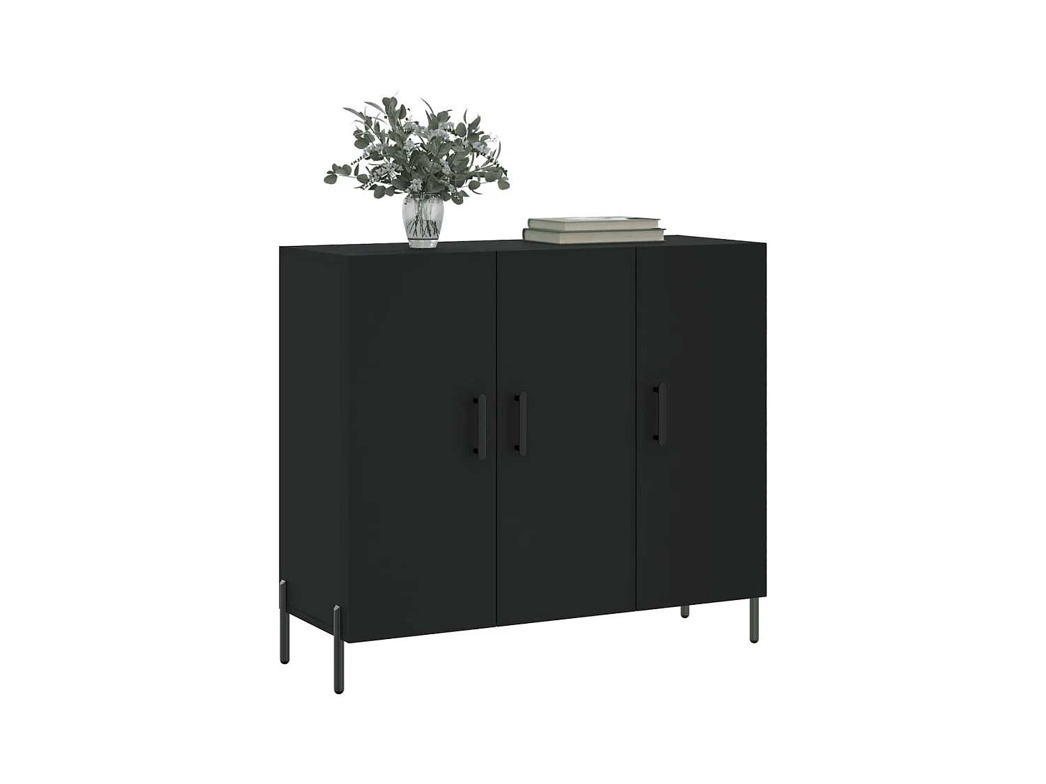 Buffet noir 90x34x80 cm bois d'ingénierie