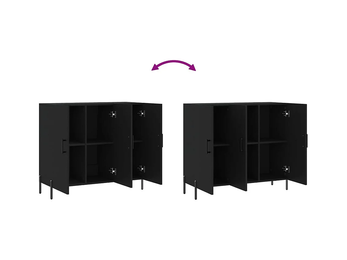 Buffet noir 90x34x80 cm bois d'ingénierie