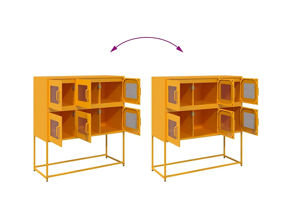 Buffet jaune moutarde 100,5x39x107 cm acier laminé à froid