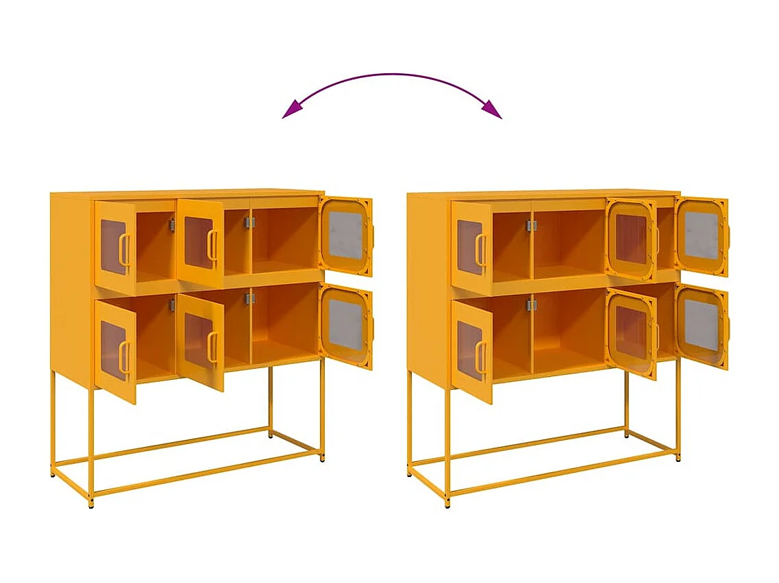 Mosterdgeel dressoir 100,5x39x107 cm koudgewalst staal