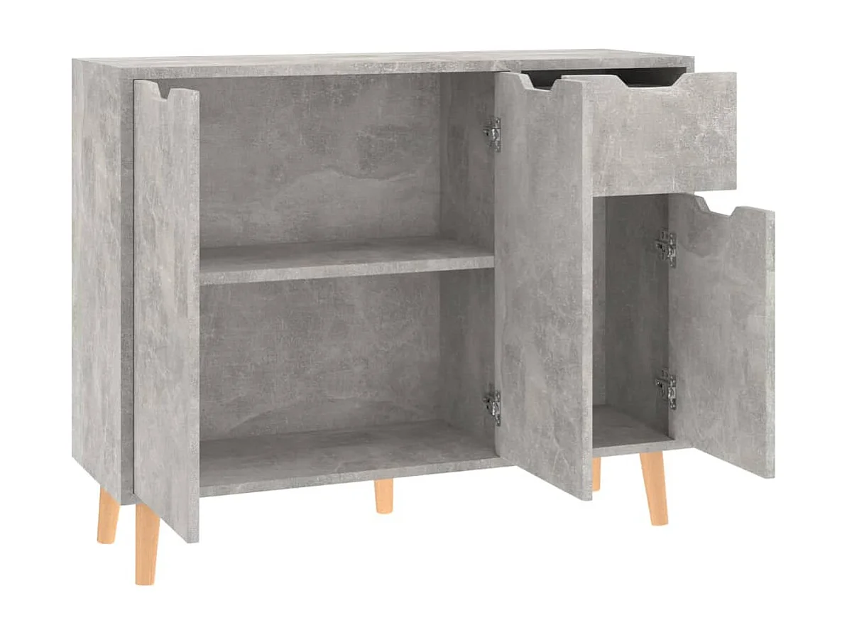 Buffet gris béton 90x30x72 cm bois d'ingénierie