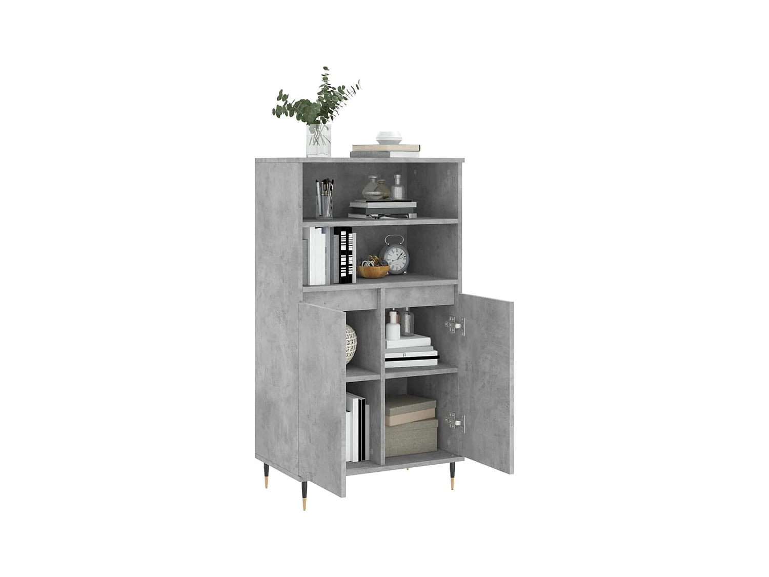 Buffet haut Gris béton 60x36x110 cm Bois d'ingénierie