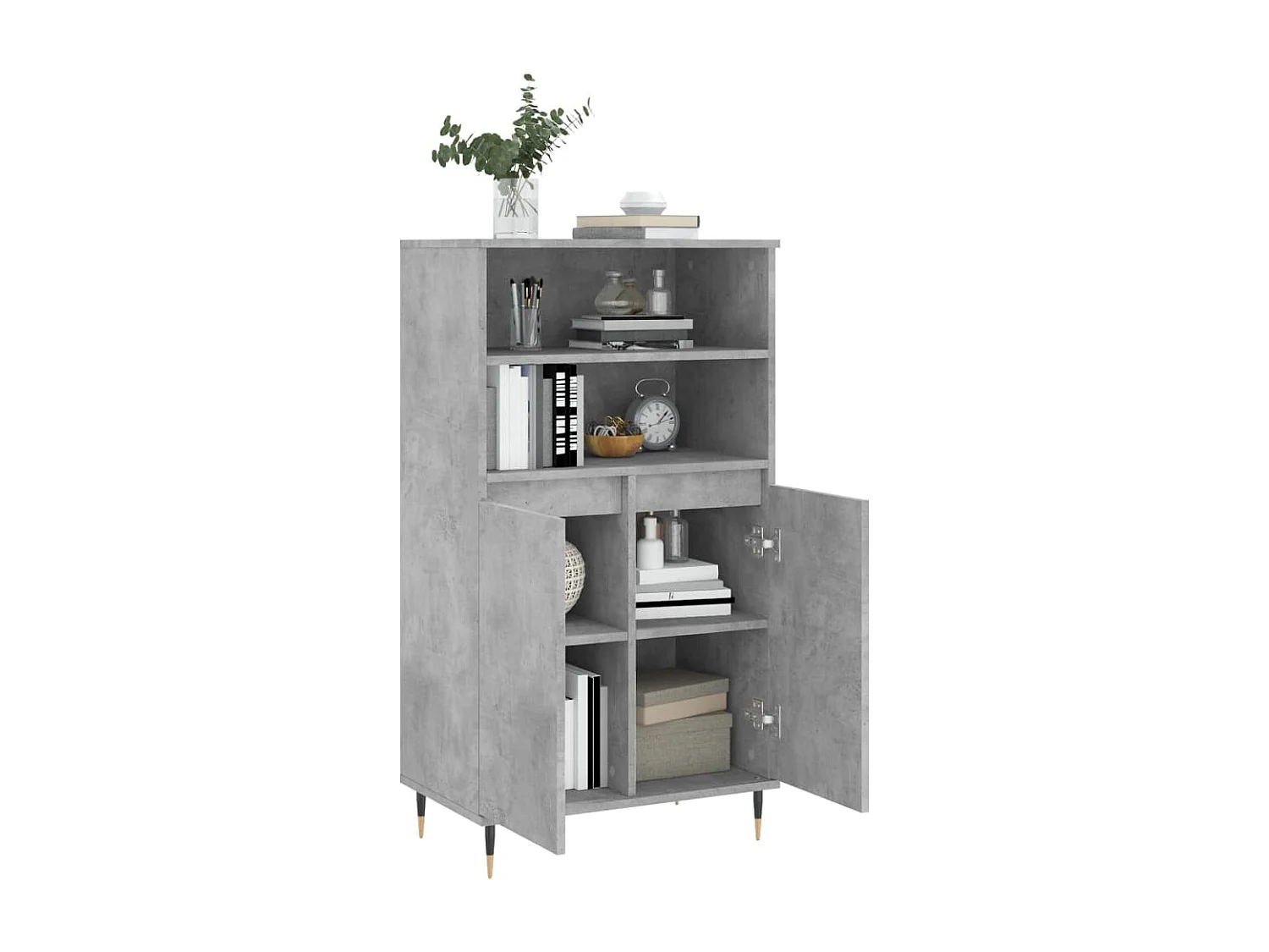 Buffet haut Gris béton 60x36x110 cm Bois d'ingénierie