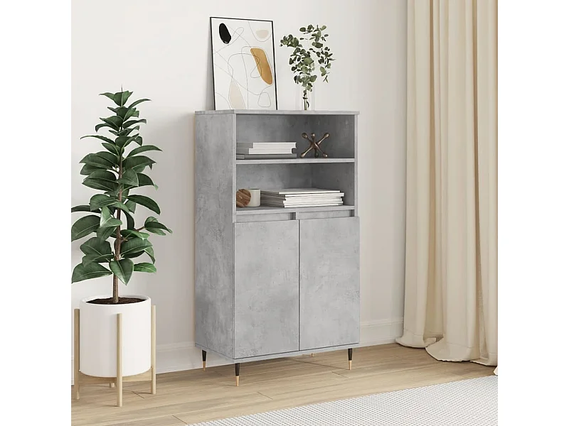 Buffet haut Gris béton 60x36x110 cm Bois d'ingénierie