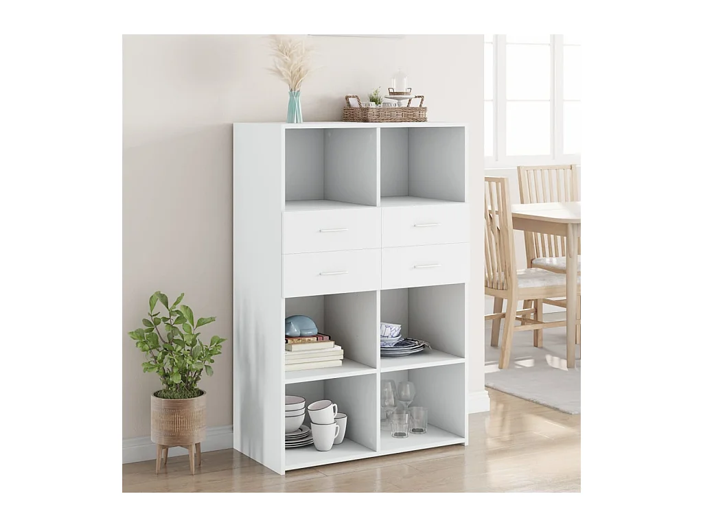 Buffet haut blanc 80x42,5x124 cm bois d'ingénierie