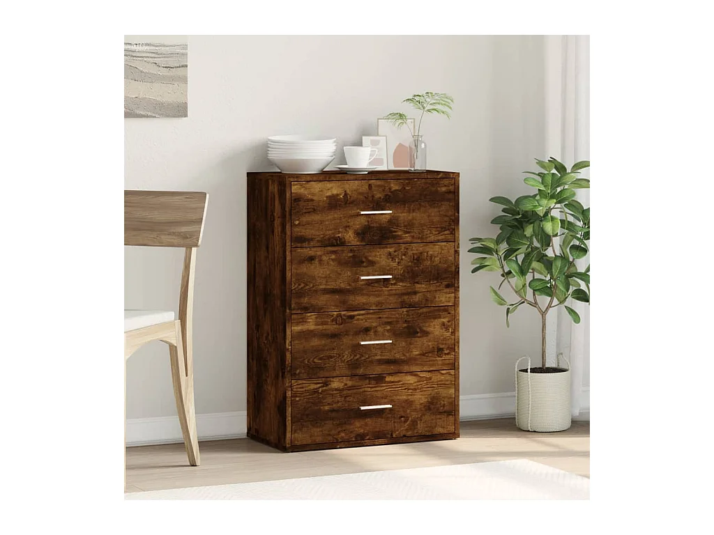 Buffet chêne fumé 60x31x84 cm bois d'ingénierie