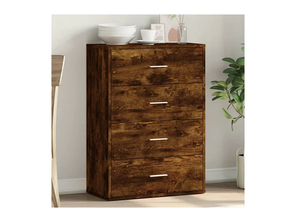 Buffet chêne fumé 60x31x84 cm bois d'ingénierie