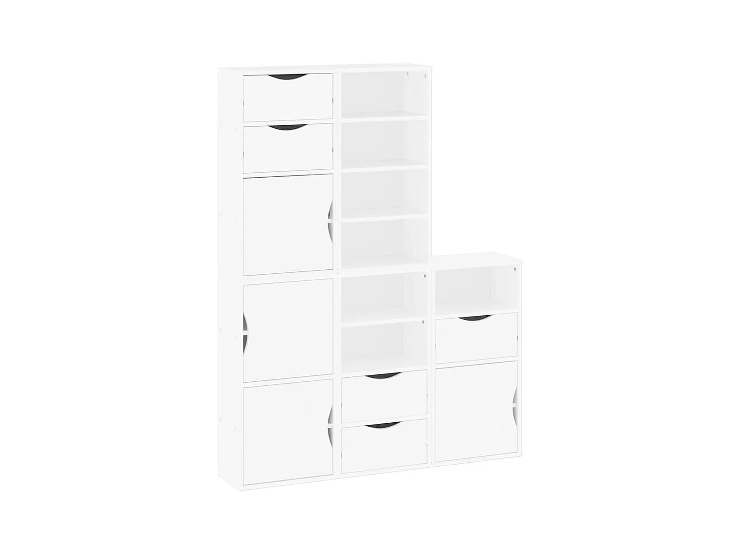 Armoires latérales 5 pcs ODDA blanc 40x24x79 cm bois massif pin