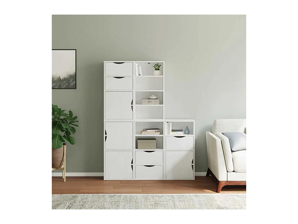 Armoires latérales 5 pcs ODDA blanc 40x24x79 cm bois massif pin