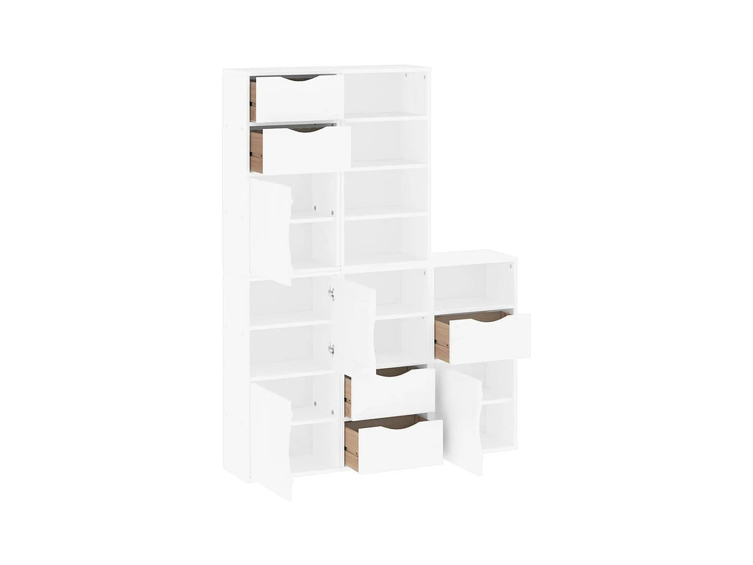 Armoires latérales 5 pcs ODDA blanc 40x24x79 cm bois massif pin