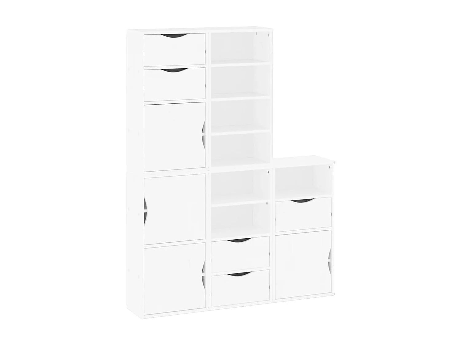 Mobiletto laterale 5 pezzi ODDA bianco 40x24x79 cm in legno massello di pino